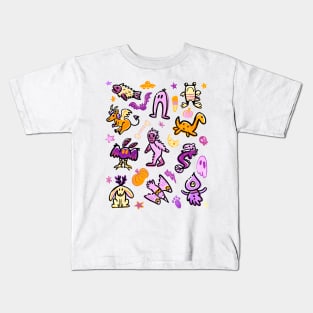 Halloween Cryptid Monsters Cartoon Pattern Kids T-Shirt